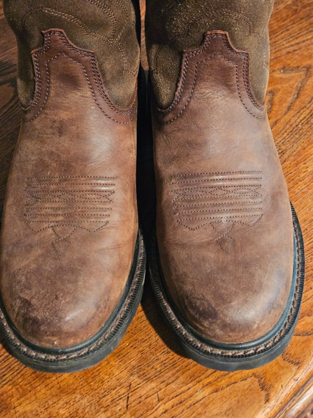 Ariat Groundbreaker Pull-On Western Work Boots Brown Leather Men’s Size 9D - Picture 7 of 12